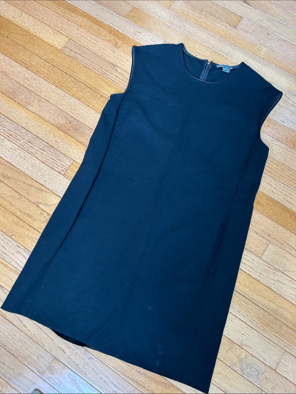 Vince Leather Trim Sleeveless Shift Dress